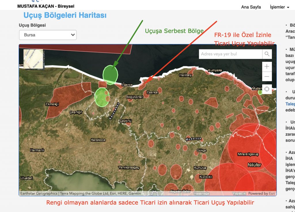 drone uçuş izin bölgeleri haritası
